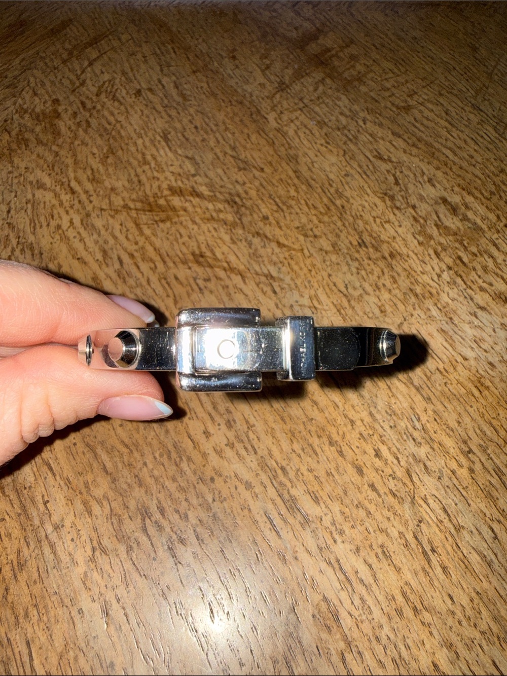 Y2K Michael Kors Polished Silver-Tone Hinged Bracelet